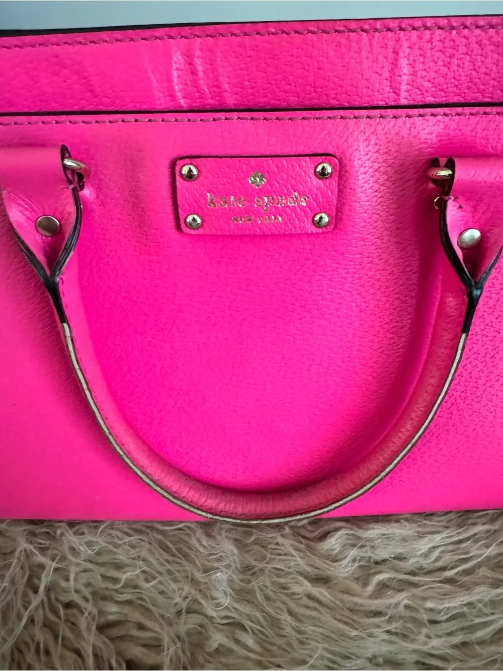 kate spade Bright Pink Leather Shoulder Bag with Gold Hardware